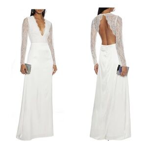 NEW CAMI NYC Laurie lace-paneled cutout silk-blend charmeuse gown Size XS